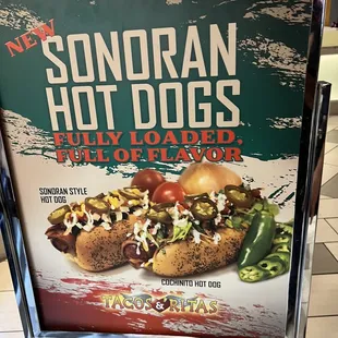  sign for a hot dog