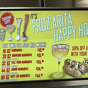 60 oz margarita listed...though discontinued according to an employee