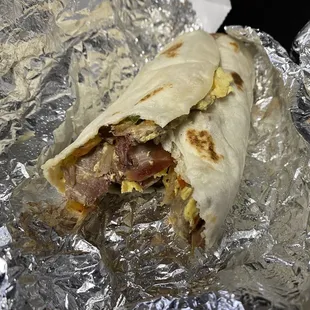Brisket and egg taco