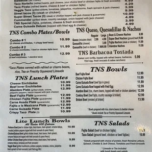 Menu and new prices (May 2022)