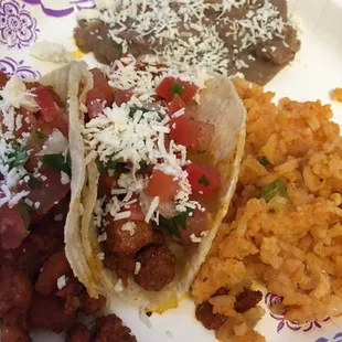 Tacos al pastor, rice and beans! Best part I didn&apos;t have to cook! Great Easter celebration!