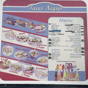 Menu as of Sep 2023 (most tacos are $3 total - cash only)