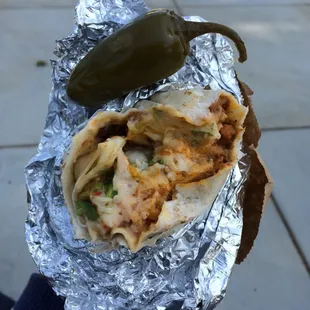Al pastor super burrito w/ a jalapeño!!!