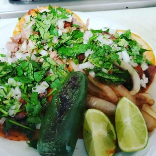 a plate of mexican food