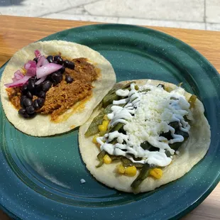 Cochinita (pulled pork) taco and Rajas taco. Very good!