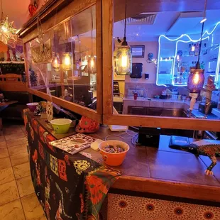 Inside counter decorated for Día de Muertos