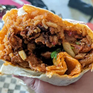 Pastor/marinated pork burrito