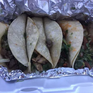 tacos wrapped in aluminum foil