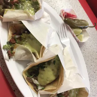 The street tacos are individually wrapped. Nice touch