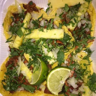 Al pastor (pork) with pineapples slices