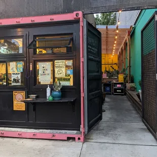 the entrance to the restaurant