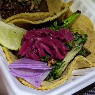 charred broccoli taco