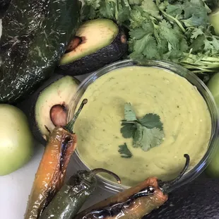 Our homemade green sauce....!! Made from scratch