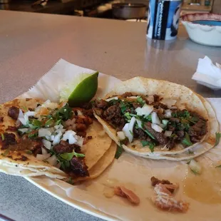 Al pastor and carne asada.