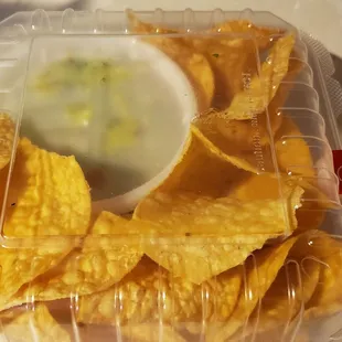 Lightly salted, non-greasy, chips with citrusy guacamole.
