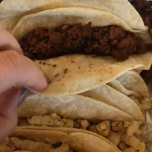 Fajita and chicken tacos, my favorites.