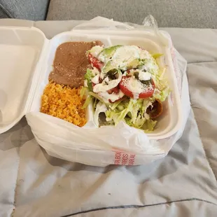 Flautas, Beans and rice