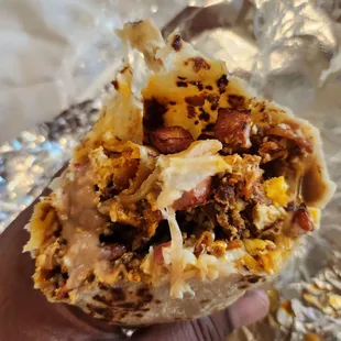 Inside of the Breakfast burrito
