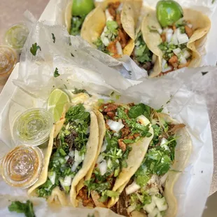 Barbacoa and pastor tacos. So delicious.