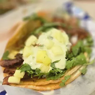 Al pastor tacos and chicken monster tacos