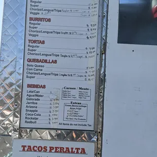 menu