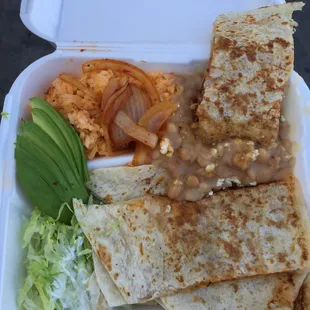 I dipped mine in the beans.  Everything is really good!