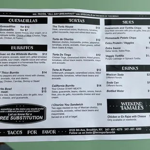 a menu for a mexican restaurant