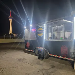a food truck parked in a parking lot