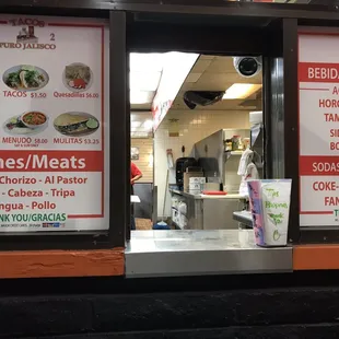 menu at drive thru window