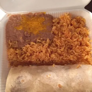 Colorado Burrito with rice &amp; beans.