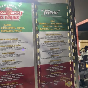 menu