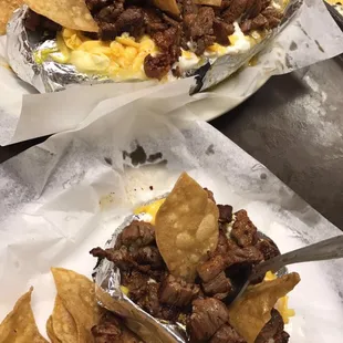 Papa rellenas with fajita