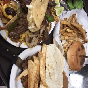 Botana, chicken breast burger, milanesa plate