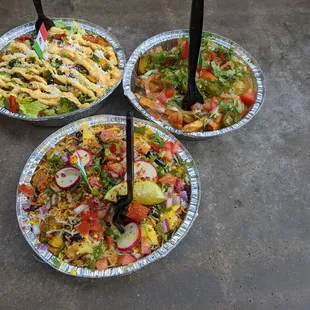 Mexi-Bowl, Lime Chicken bowl, and the Papas Ricko
