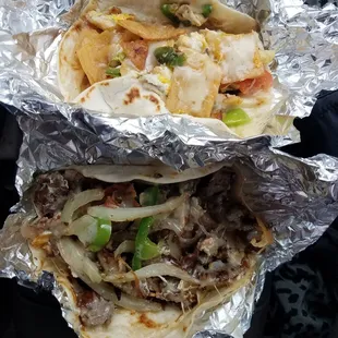 Migas taco and Alambre taco. So delicious.