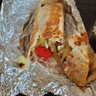 Inside the delicious carnitas burrito...CHECK THAT CRUST THOUGH )