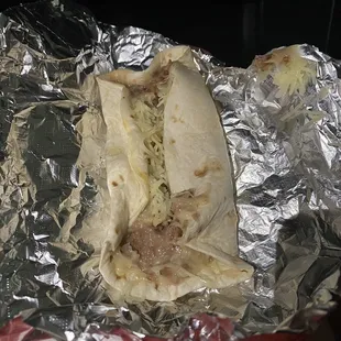 Bean and cheese on flour. Salsa verde too!