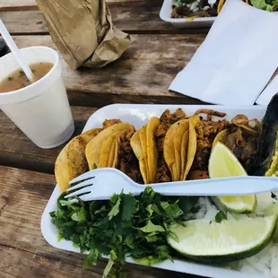 Street tacos and beans