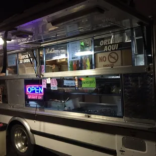 Taco truck at night