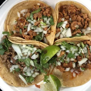 Carne asada and al pastor tacos
