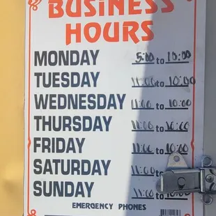 Here are the hours