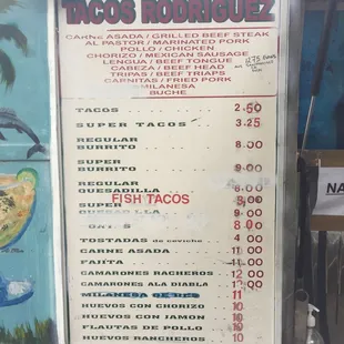 menu