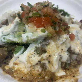 Carne asada super taco with pico de gallo