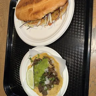 Steak taco &amp; chicken torta