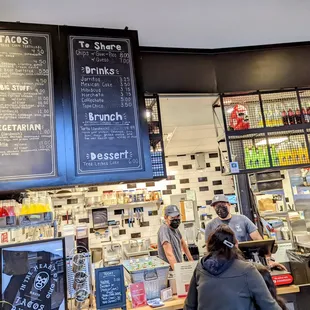 Counter area with menu.