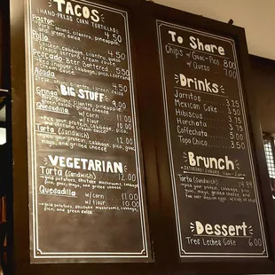 Tacos Rudos menu.
