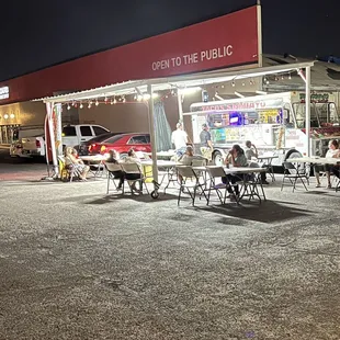 Outside covered seating area