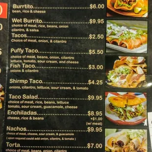 a menu for a mexican restaurant