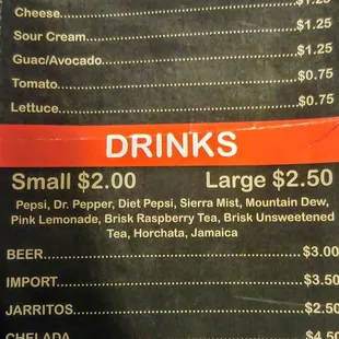 a menu for a taco restaurant