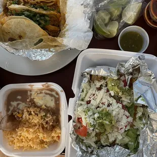 Street Tacos Al Pastor and Chicken Flautas.  Perfect for a rainy taco Tuesday!